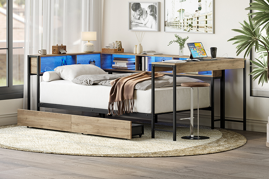 4599-1-3DU Study Metal Bed Artus cum L informibus Desk