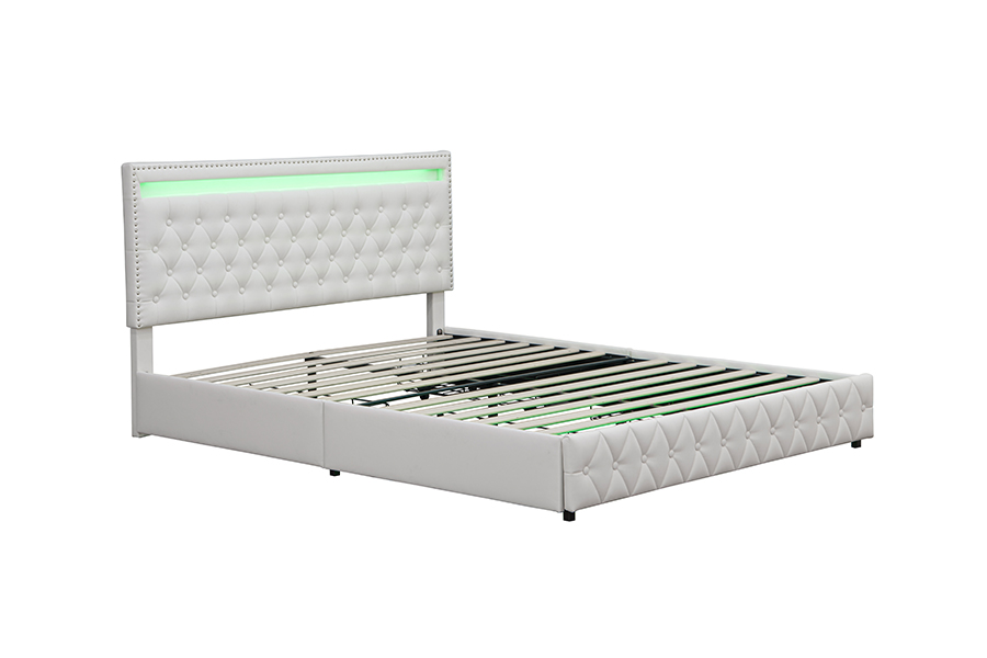 4471-1-3D Drawers Storage Smart Ambient Lighting Bed Frame