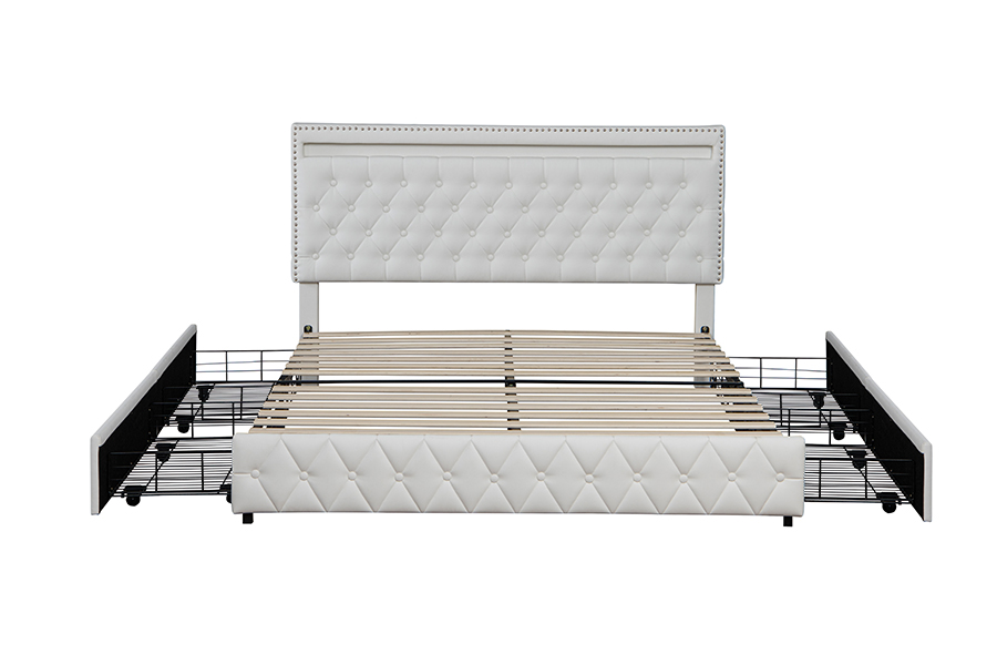 4471-1-3D Drawers Storage Smart Ambient Lighting Bed Frame