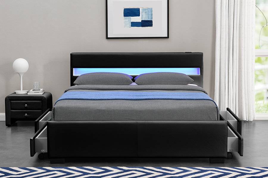 1894-1DS Bluetooth Orator Upholstered Audio-Visual Storage Bed Frame