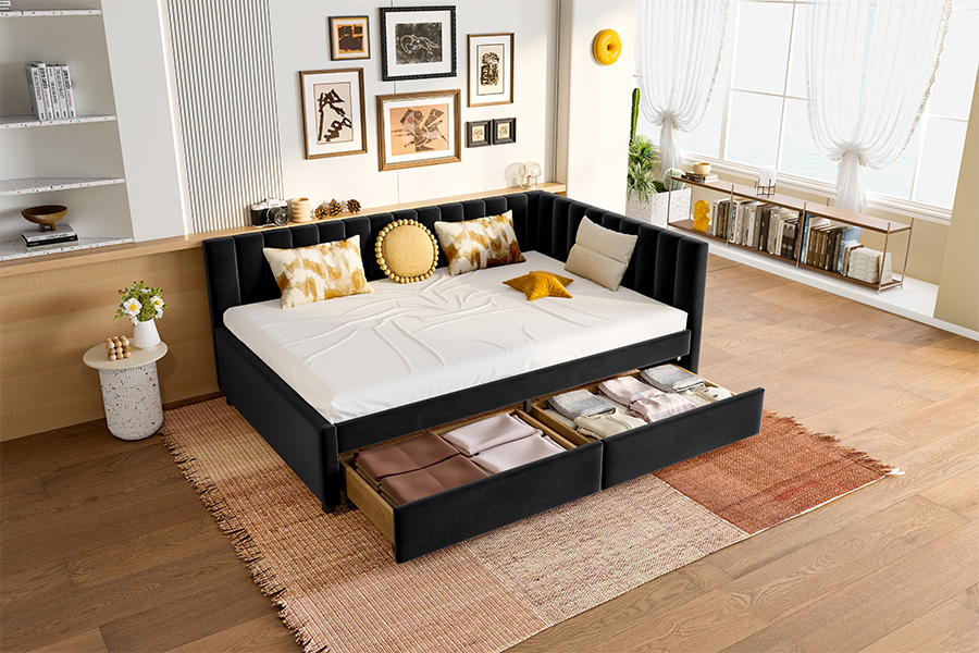 4856D Repono Velvet Sofa Bed pro spatiis parvis