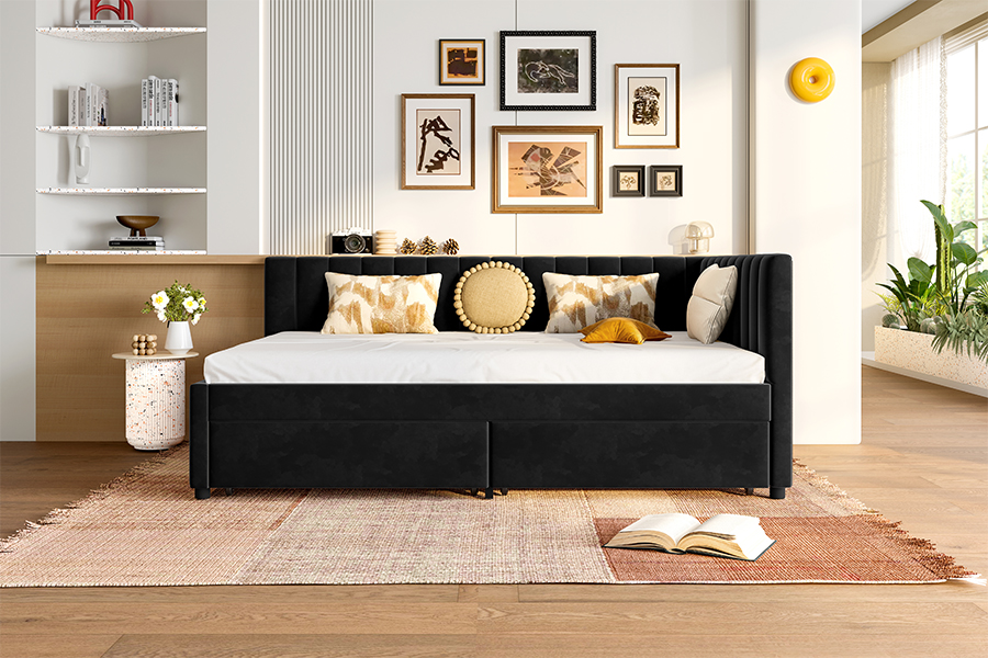 4856D Repono Velvet Sofa Bed pro spatiis parvis