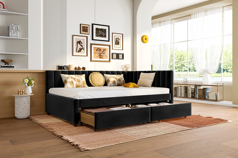 4856D Repono Velvet Sofa Bed pro spatiis parvis