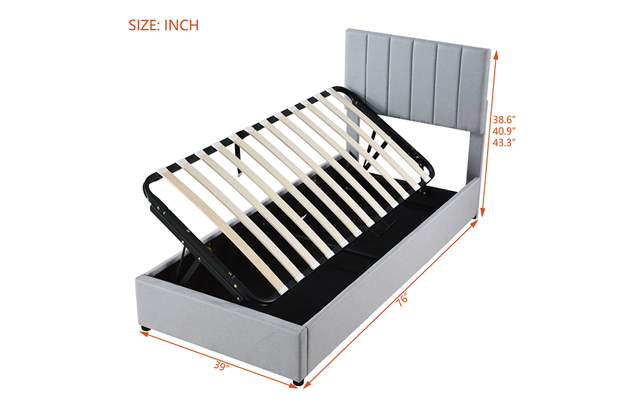 N16 Modern Grey Fabric Liftable Repono munus ascensum Storage Bed Frame