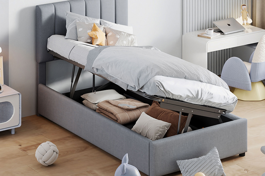 N16 Modern Grey Fabric Liftable Repono munus ascensum Storage Bed Frame