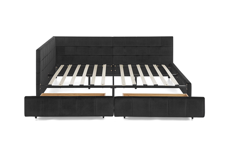 N14 L-Shaped Velvet Upholstered Highly adjustable Upholstered Storage Bed Frame