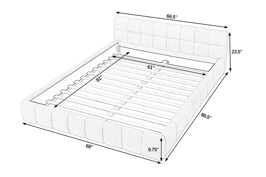 N11 Modern square design Comfortable and adjustable Upholstered Bed Frame