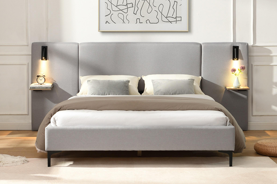 N1 Dark Gray Durale Fabricae Sturdy Slat DUXERIT Upholstered Bed Frame