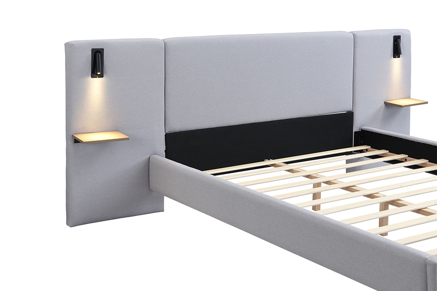 N1 Dark Gray Durale Fabricae Sturdy Slat DUXERIT Upholstered Bed Frame