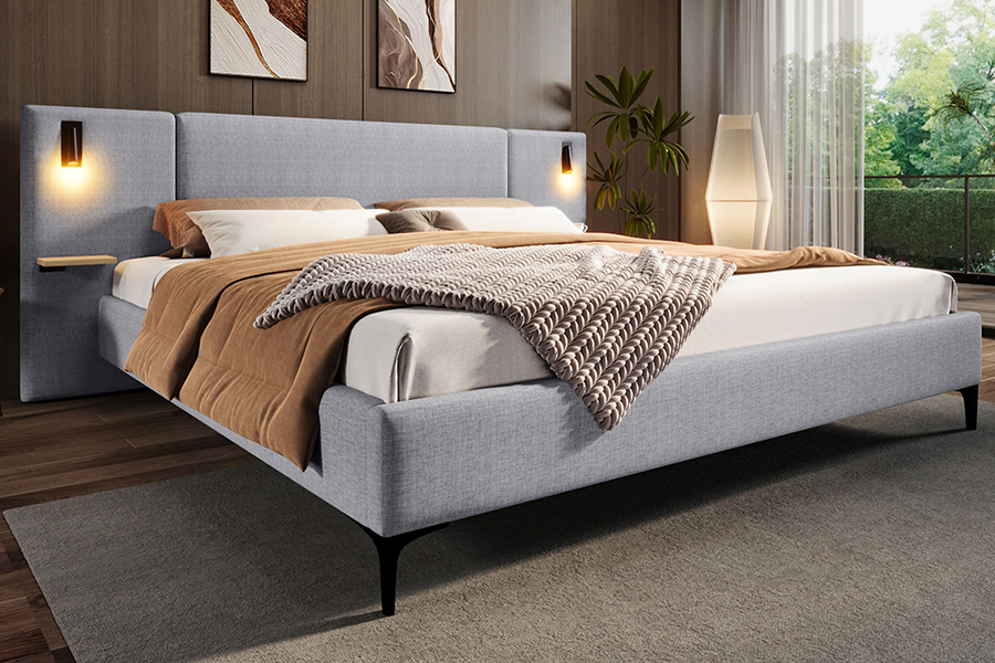 N1 Dark Gray Durale Fabricae Sturdy Slat DUXERIT Upholstered Bed Frame