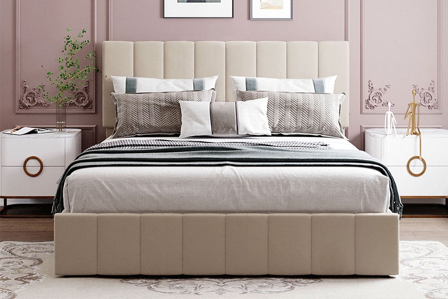 N19 Vertical striata caespitosa headboard Upholstered at lectus Tabulata