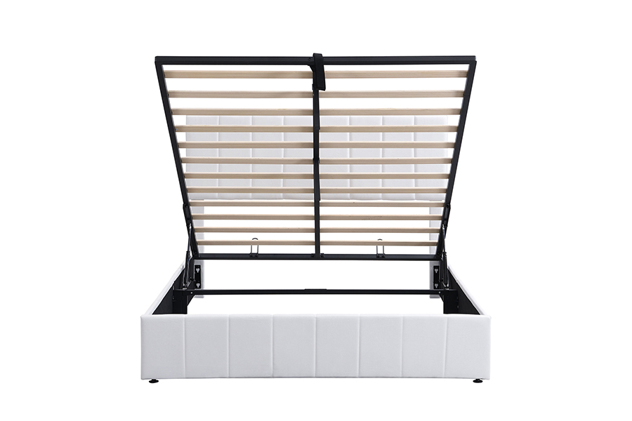N5 White Fabric Eco-Friendly Durable Wood Frame Upholstered Storage Bed Frames