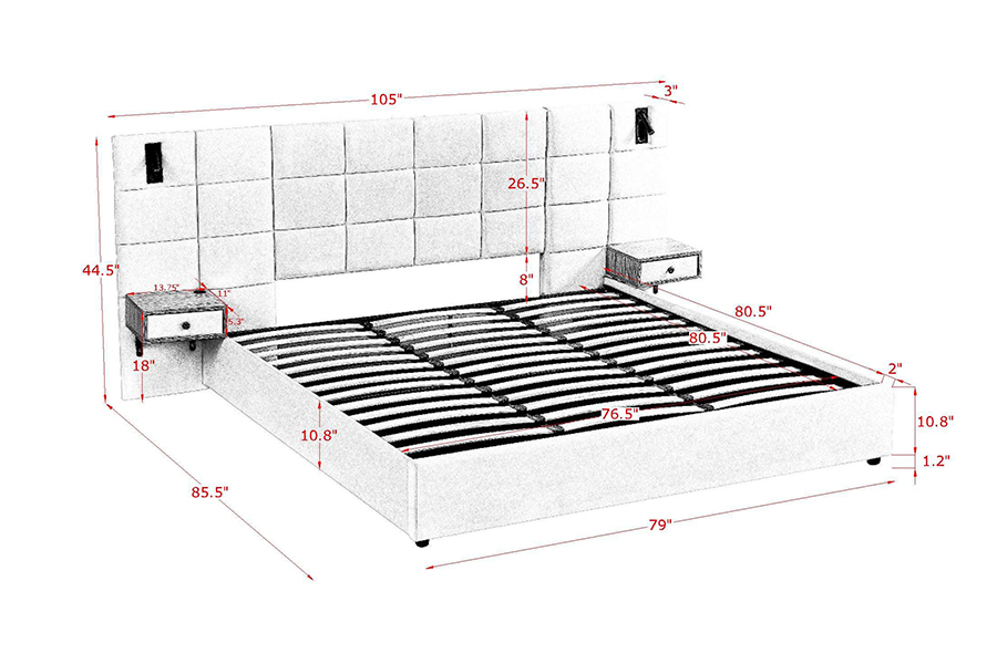 N6 Adjustable Lect Frame Soft Bed Material DUXERIT Upholstered Bed Frame