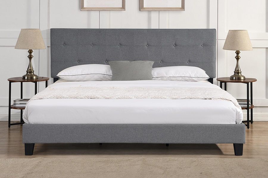 N7 Grey Fabric Button Tufted Headboard ascensum Bed