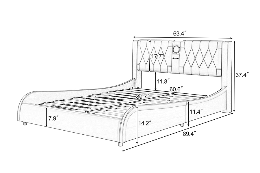 N8 Adjustable Platform Bed Modern White Soft bed DUXERIT Upholstered Bed Frame