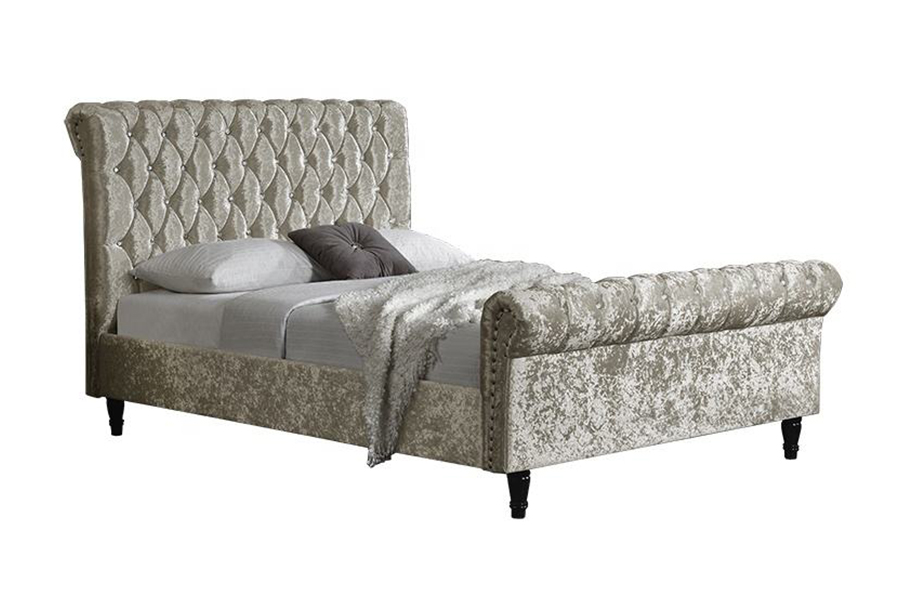 1153 Velvet Fabric S-Shape Design ascensum Bed