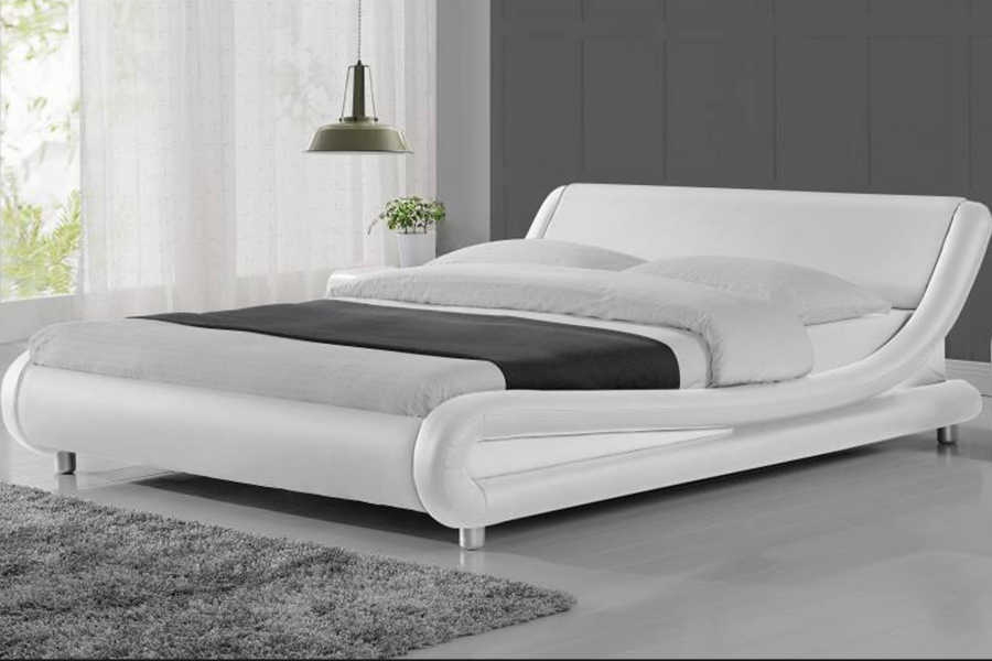 1140 ligneus PU Synthetica Leather Bed Frame ascensum cubile