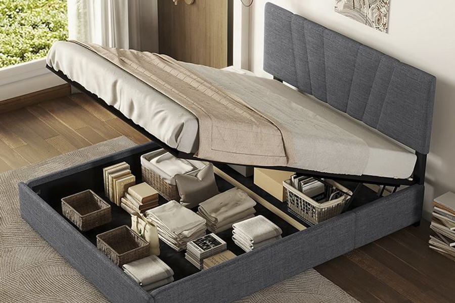 MCCCVII Brown caespitosi lineis Upholstery Upholstered PRAECLUSIO Bed Artus