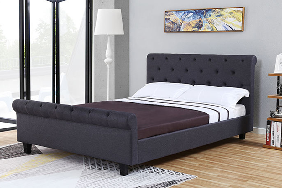 MCCCVII Brown caespitosi lineis Upholstery Upholstered PRAECLUSIO Bed Artus