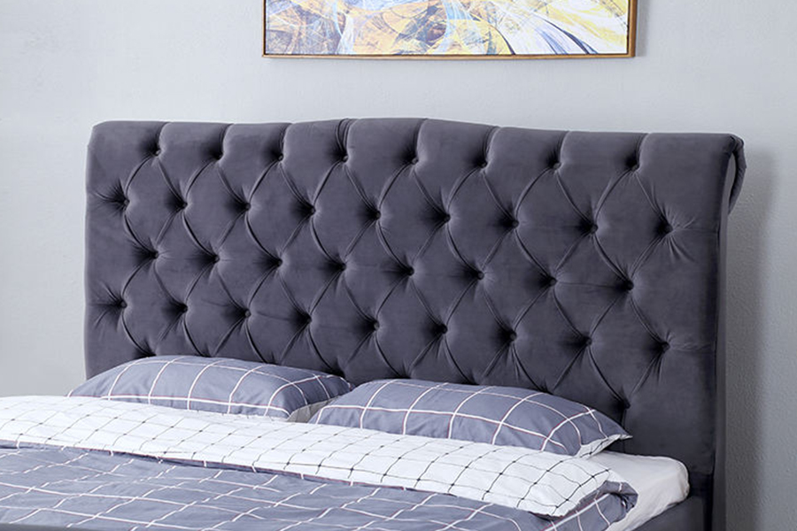 1304 Velvet Fabric ascensum ligneum Frame ascensum Bed