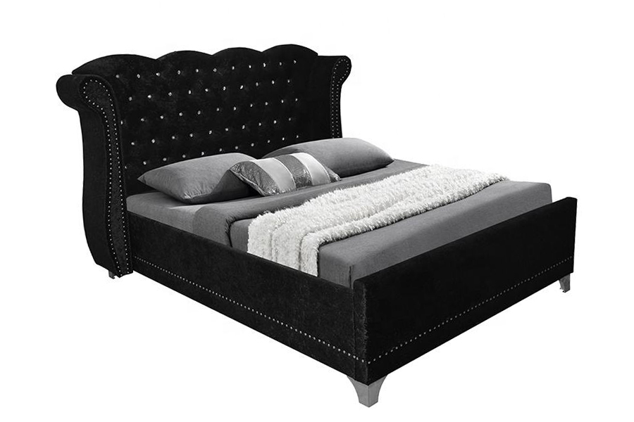 1245 British Style Wooden Frame Home Use Upholstered Bed