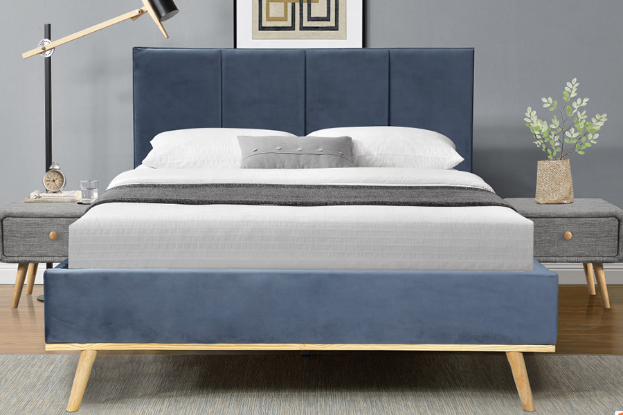 1457 Latest Modern Simple Design Velvet Upholstered Bed