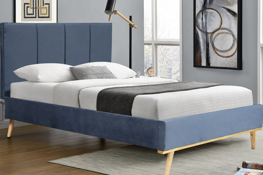 1457 Latest Modern Simple Design Velvet Upholstered Bed
