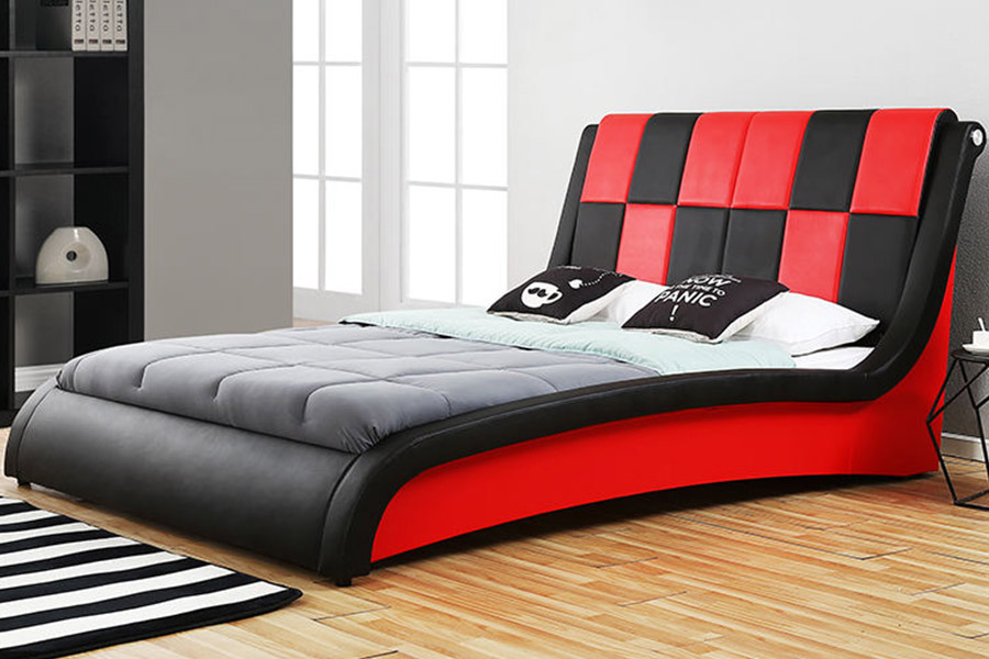 1443 Duplex rex Size PU Synthetic Leather Upholstered Bed