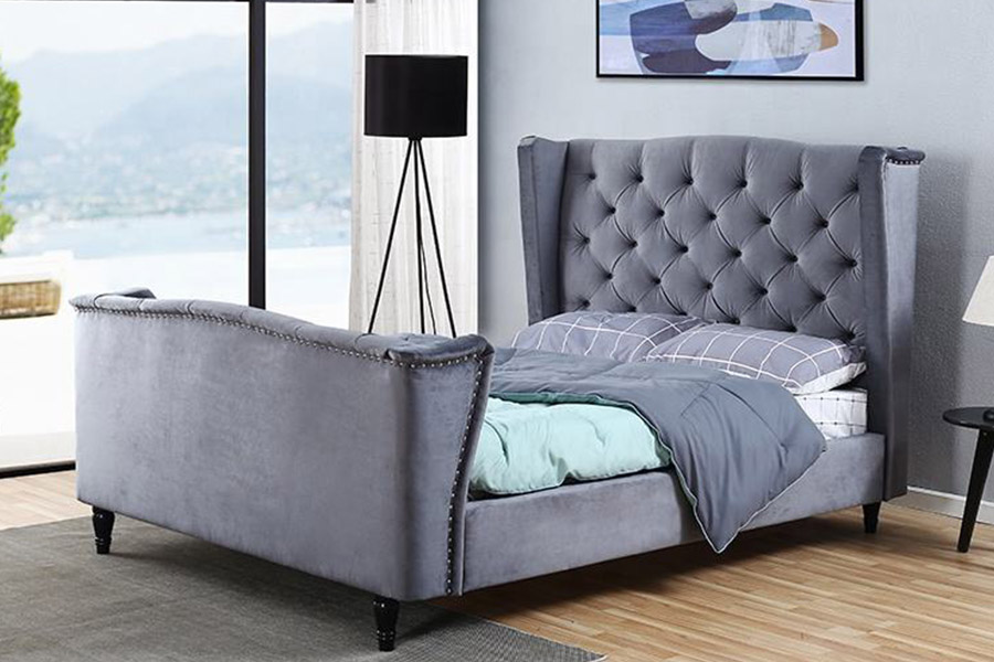 1399 Velvet Fabric Wingback Button ascensum Bed