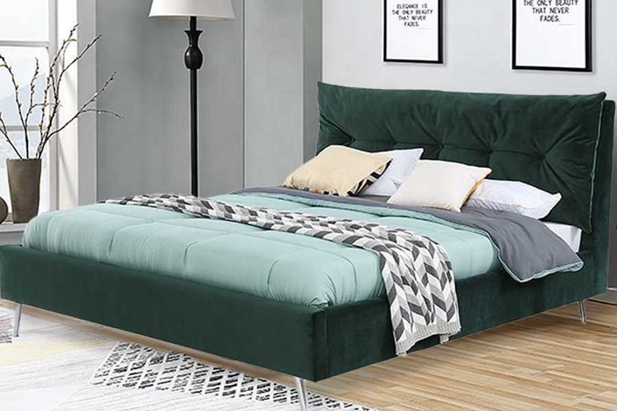 1392 Modern Simple Style Velvet Fabric ascensum Bed