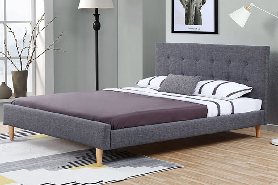 1380 Scandinavian lecti Dark Gray Fabric ascensum Bed