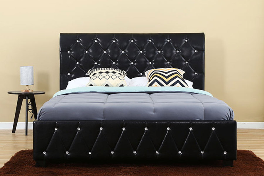 1367 Black Leather Soft Pu Headboard ascensum Bed