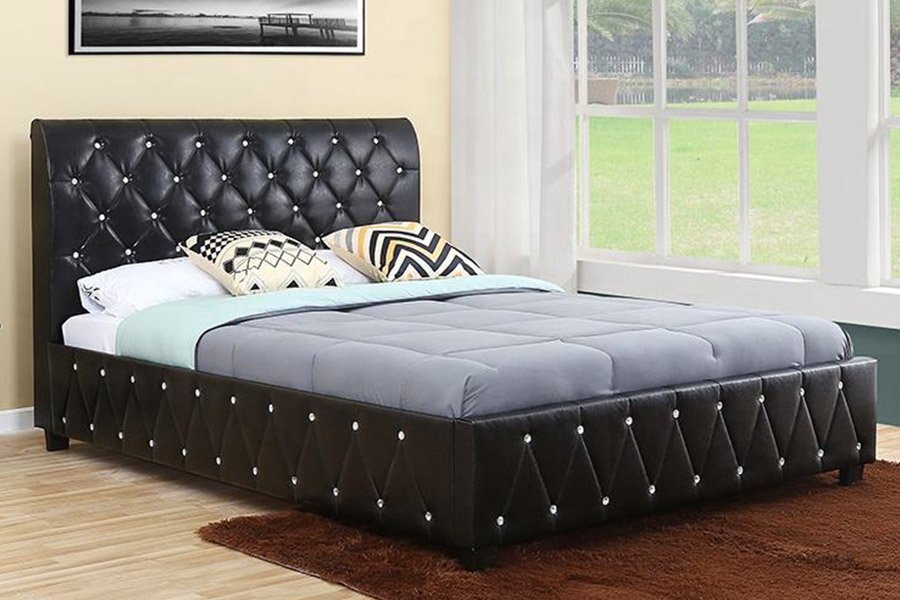 1367 Black Leather Soft Pu Headboard ascensum Bed