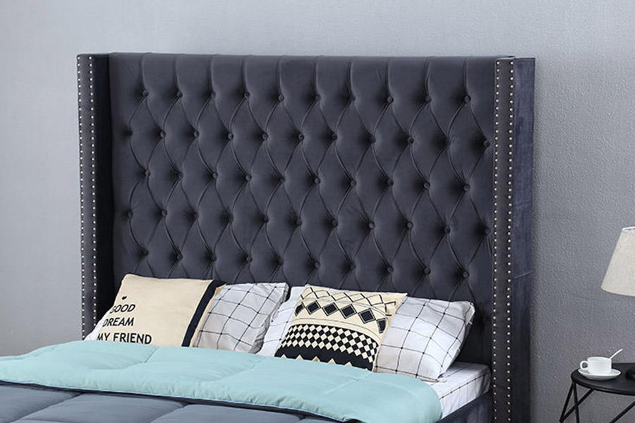 1351 Modern Luxuria Design Wingback Bed Upholstered Bed