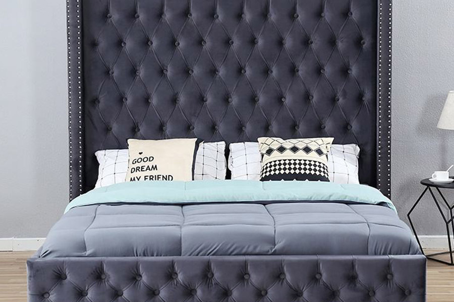 1351 Modern Luxuria Design Wingback Bed Upholstered Bed