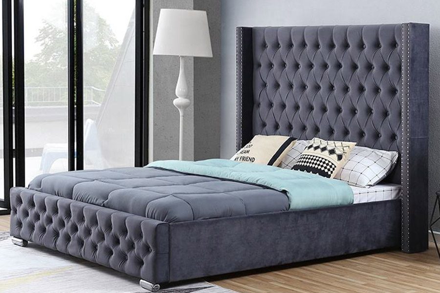 1351 Modern Luxuria Design Wingback Bed Upholstered Bed