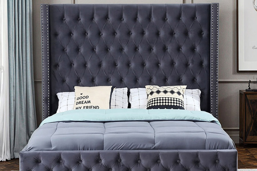 1351 Modern Luxuria Design Wingback Bed Upholstered Bed