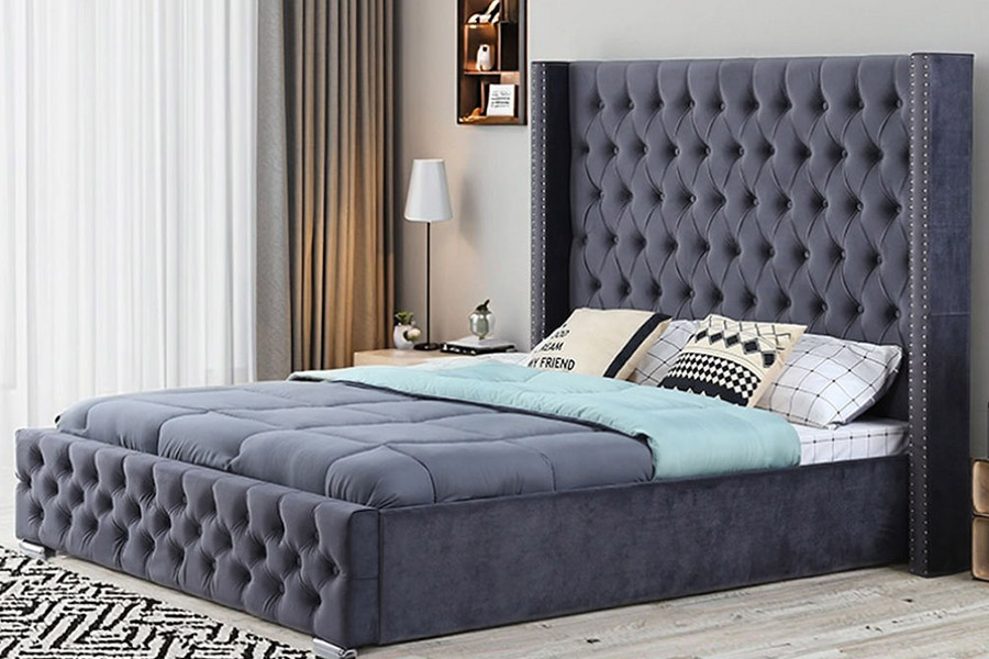 1351 Modern Luxuria Design Wingback Bed Upholstered Bed
