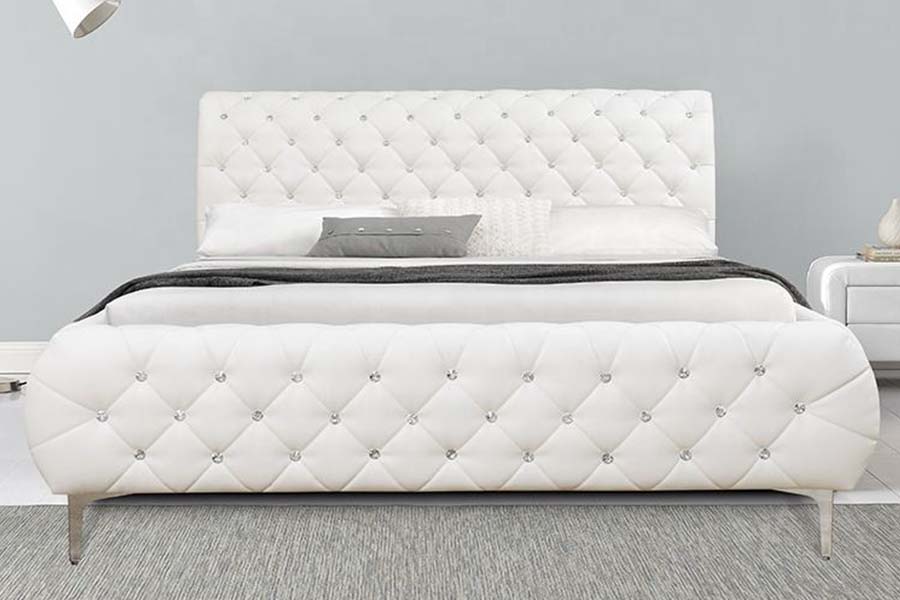 MDLXXXVI Alba PU Leather Soft ligneus Frame ascensum Bed