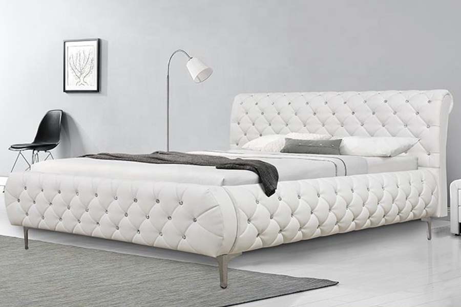 MDLXXXVI Alba PU Leather Soft ligneus Frame ascensum Bed
