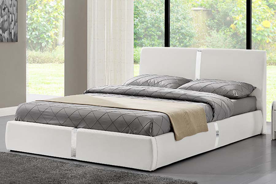 MDCCCLIX Firmum ligneum Frame Soft Leather ascensum lectum
