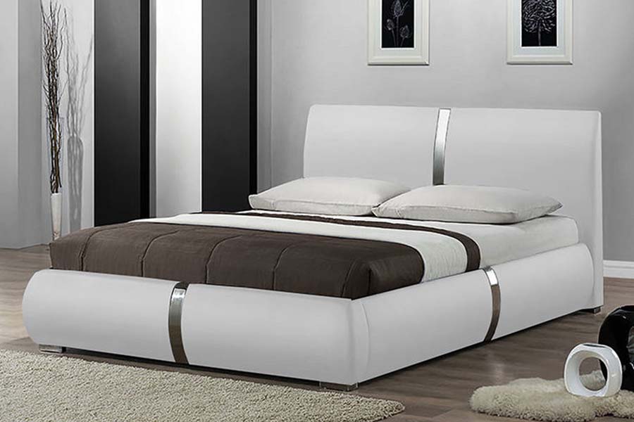 MDCCCLIX Firmum ligneum Frame Soft Leather ascensum lectum