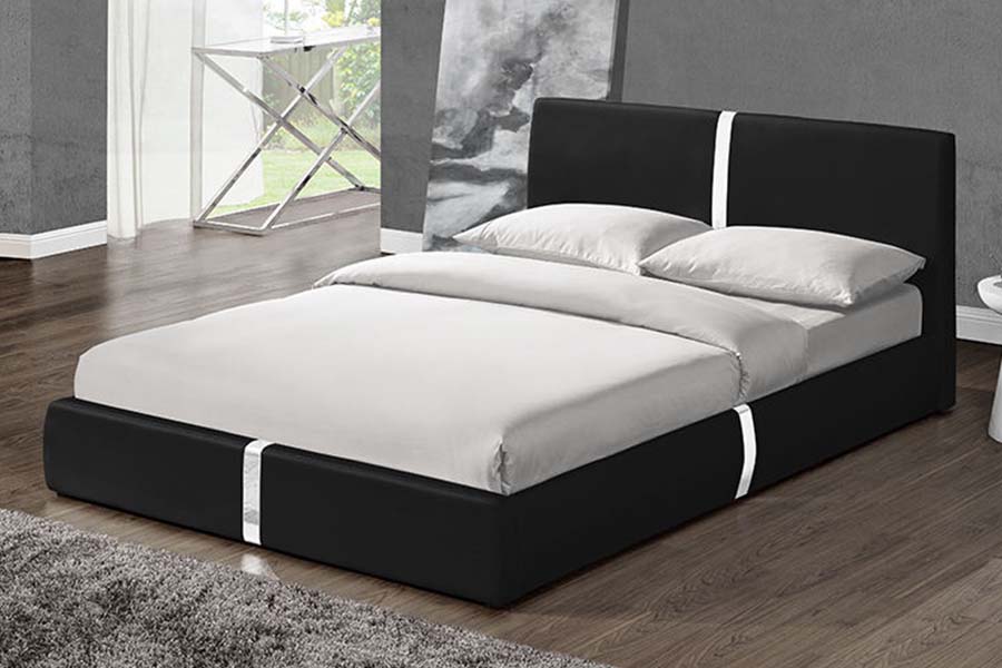MDCCCLIX Firmum ligneum Frame Soft Leather ascensum lectum