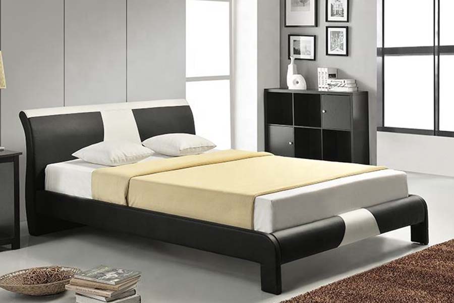 1857 Modern Contemporary Faux Leather LED Upholstered Bed Frame