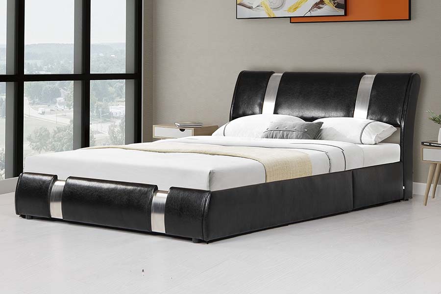 1715 Soft Faux Leather with ligneus Frame Upholstered Storage Bed Frame