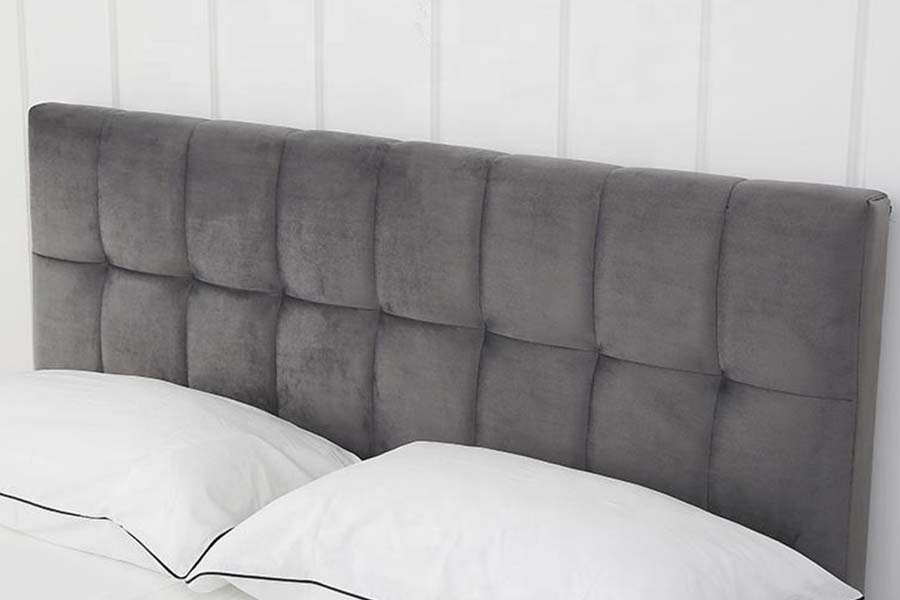 1555 Quadratus Clausus Headboard Velvet Fabric ascensum Bed