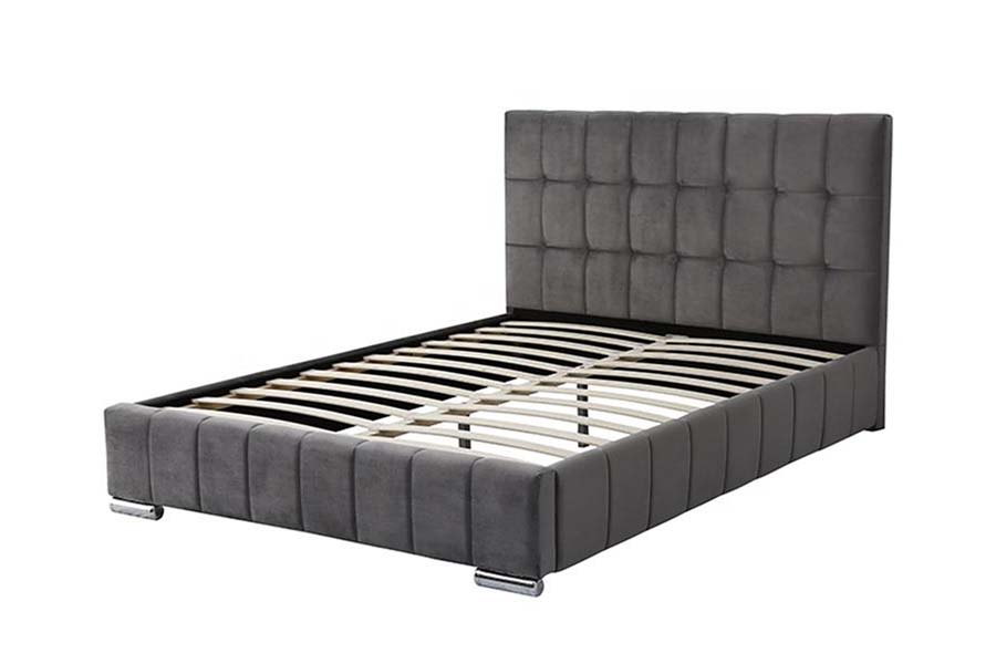 1555 Quadratus Clausus Headboard Velvet Fabric ascensum Bed