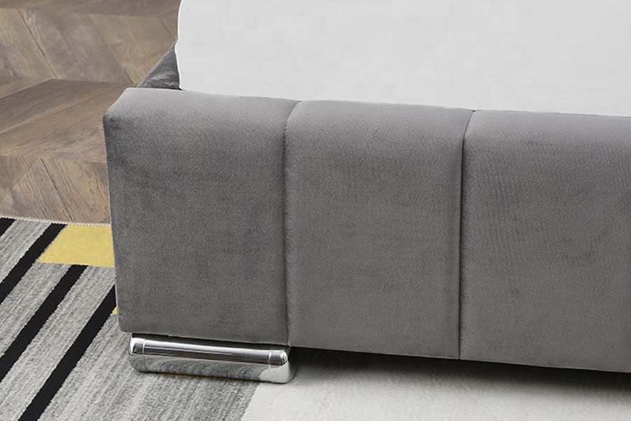 1555 Quadratus Clausus Headboard Velvet Fabric ascensum Bed