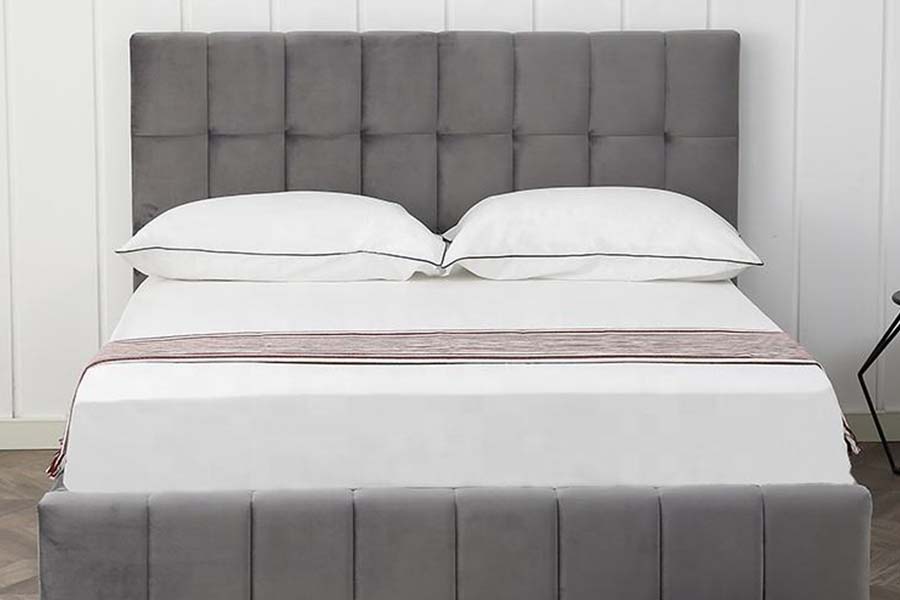 1555 Quadratus Clausus Headboard Velvet Fabric ascensum Bed