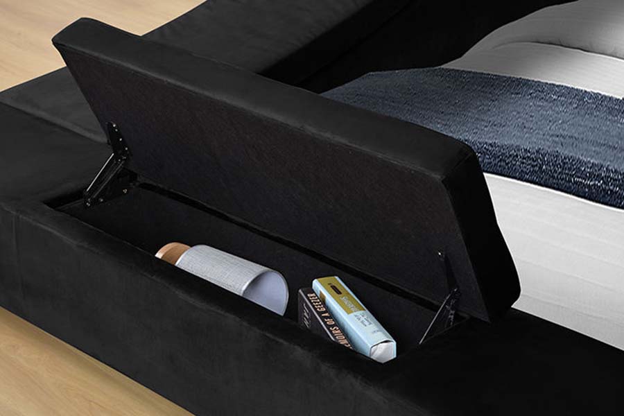 1550 Modern Double Leather Fabric Bed Upholstered Storage Bed Frame